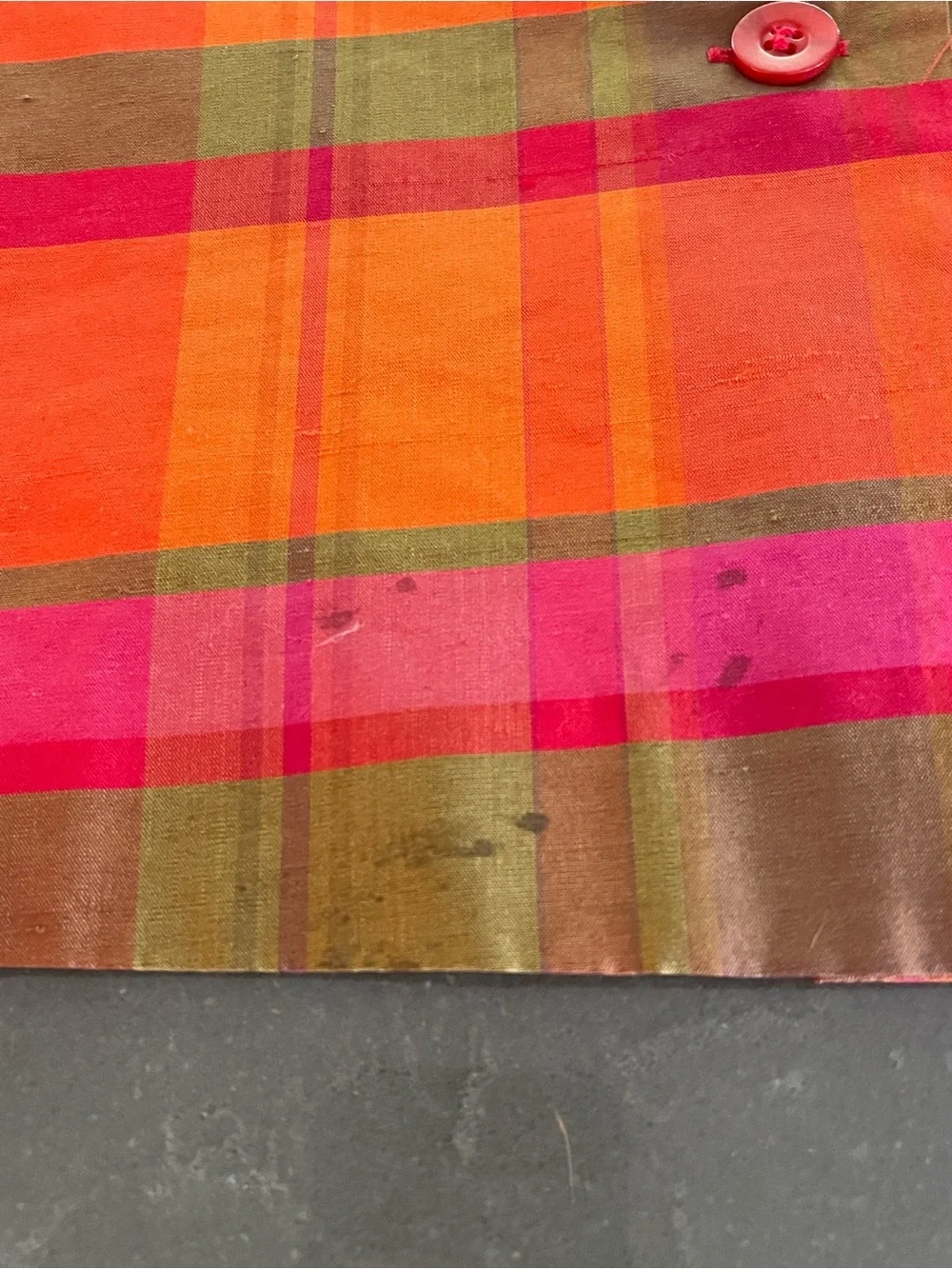 Silkland Women’s Plaid Button-Front Jacket/Top in Orange & Pink- size 10